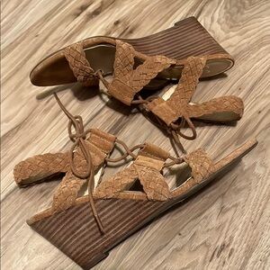 Jessica Simpson Tan Wedge Sandals with Strappy Design